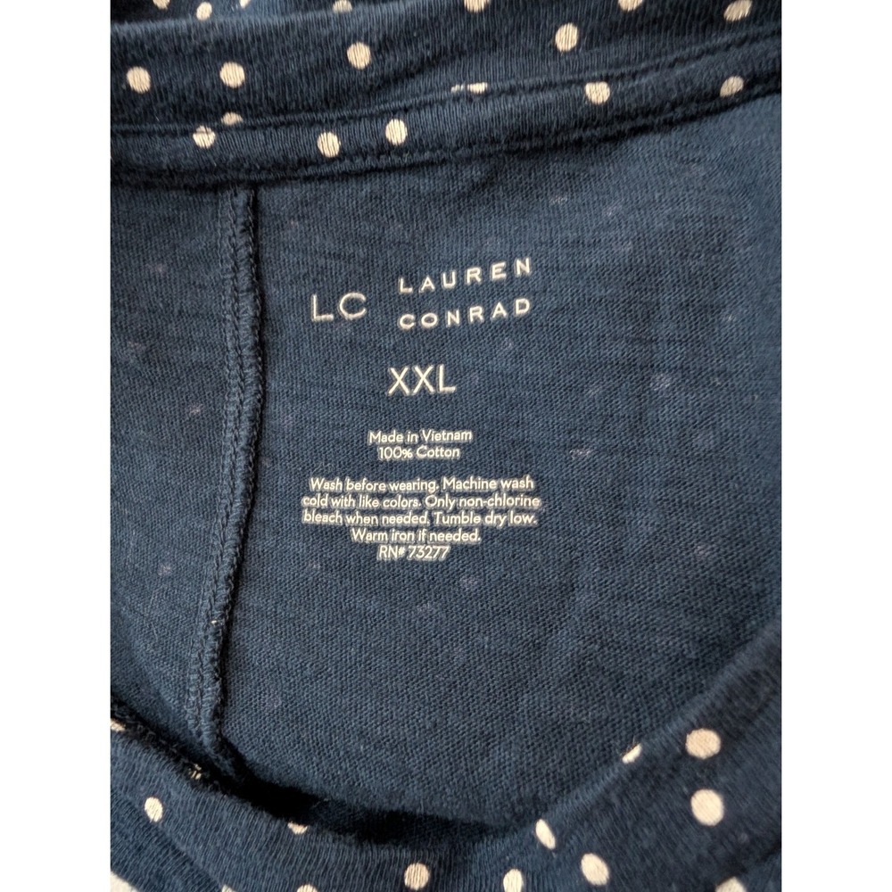 Lauren Conrad XXL Navy Blue Polka Dot Short Sleeve Tee Womens Casual Top - Picture 10 of 11